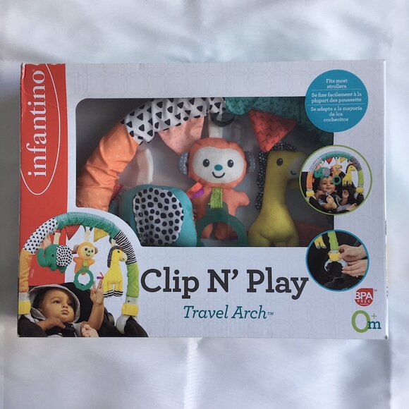 Infantino Clip N' Play Travel Arch with 3 Removable Animal Friends - Picture 1 of 10